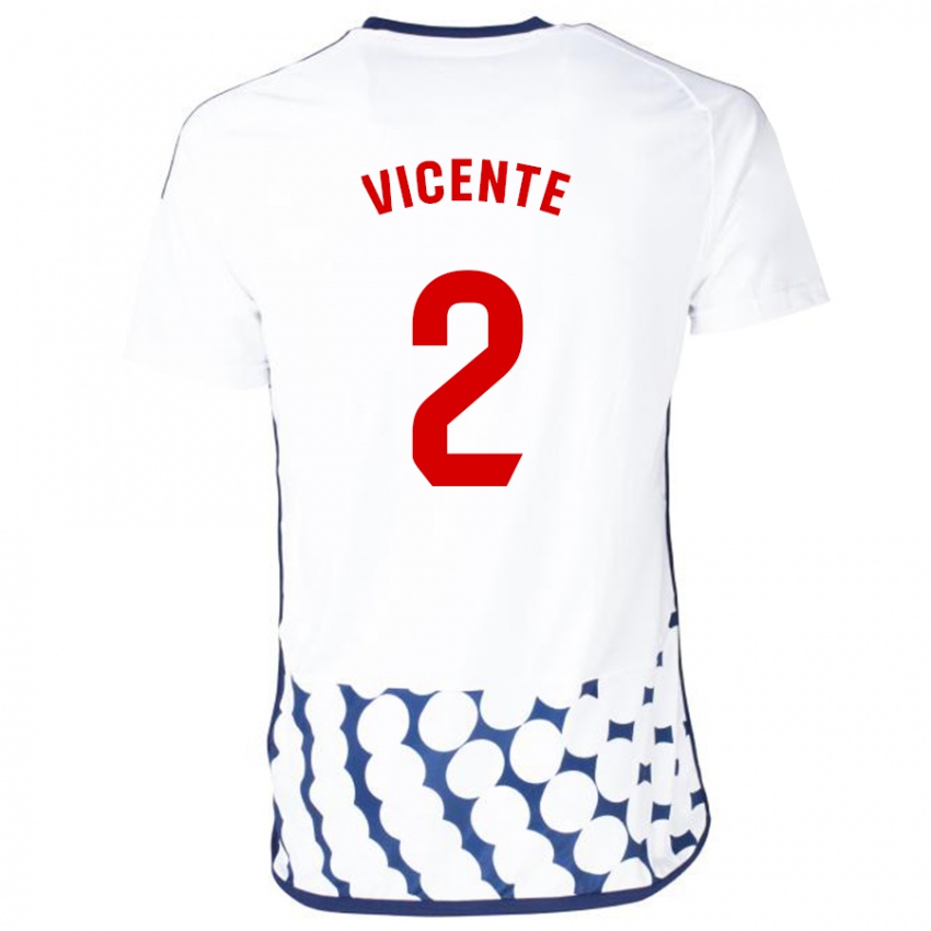 Hombre Camiseta David Vicente #2 Blanco 2ª Equipación 2023/24 La Camisa