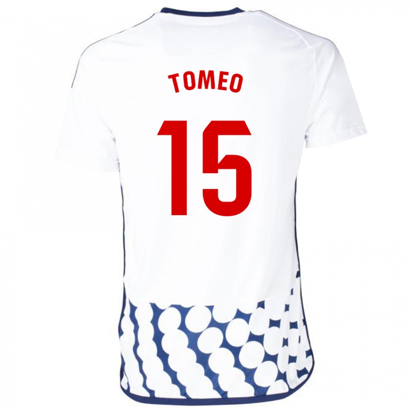 Hombre Camiseta Pablo Tomeo #15 Blanco 2ª Equipación 2023/24 La Camisa