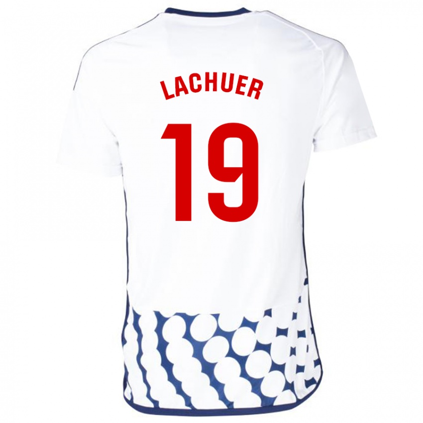 Hombre Camiseta Mathis Lachuer #19 Blanco 2ª Equipación 2023/24 La Camisa