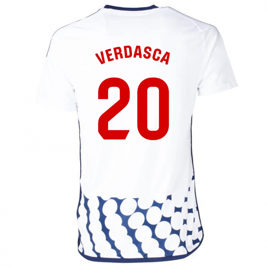 Hombre Camiseta Diogo Verdasca #20 Blanco 2ª Equipación 2023/24 La Camisa