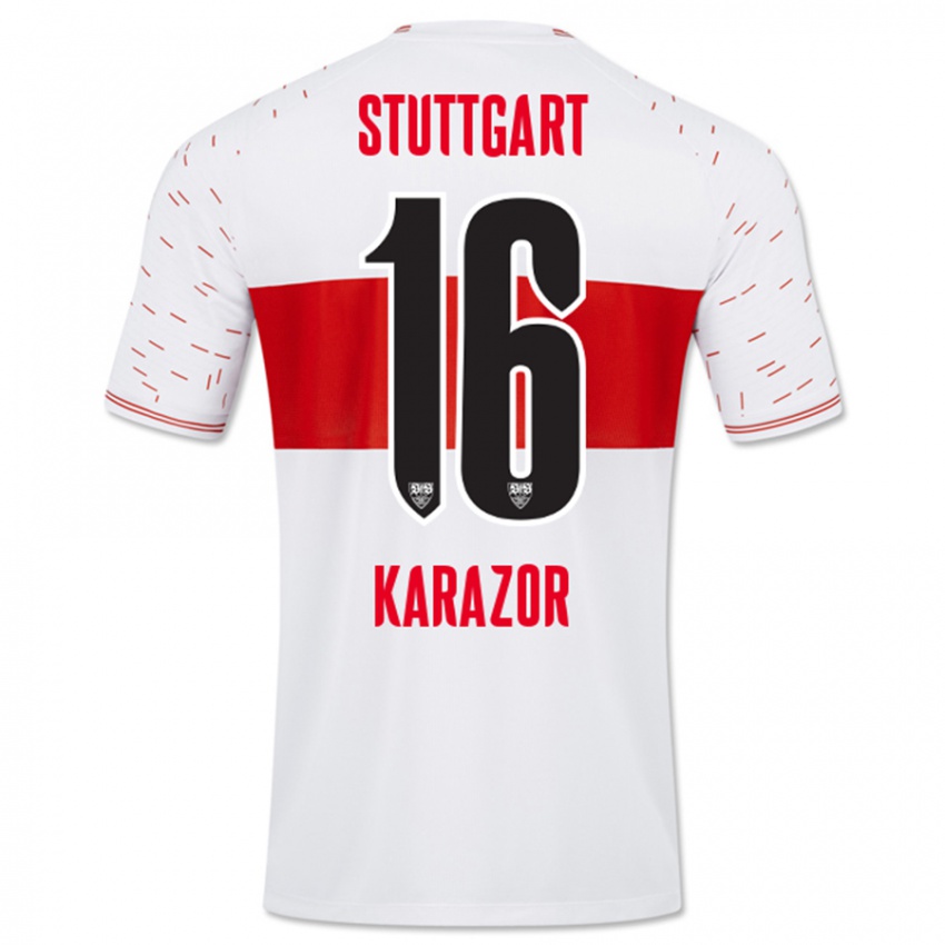 Mujer Camiseta Atakan Karazor #16 Blanco 1ª Equipación 2023/24 La Camisa