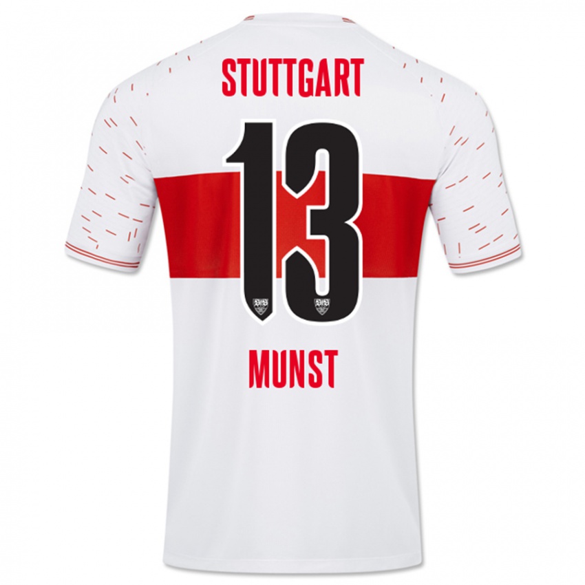 Mujer Camiseta Leonhard Münst #13 Blanco 1ª Equipación 2023/24 La Camisa