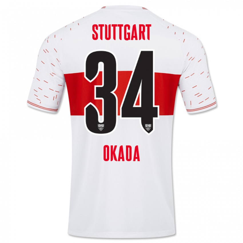 Mujer Camiseta Rei Okada #34 Blanco 1ª Equipación 2023/24 La Camisa