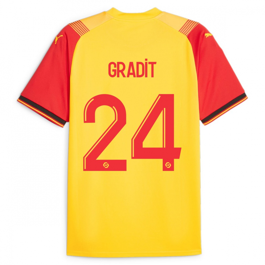 Mujer Camiseta Jonathan Gradit #24 Amarillo 1ª Equipación 2023/24 La Camisa