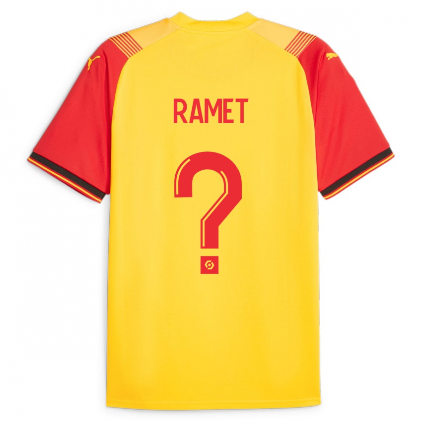 Mujer Camiseta Simon Ramet #0 Amarillo 1ª Equipación 2023/24 La Camisa