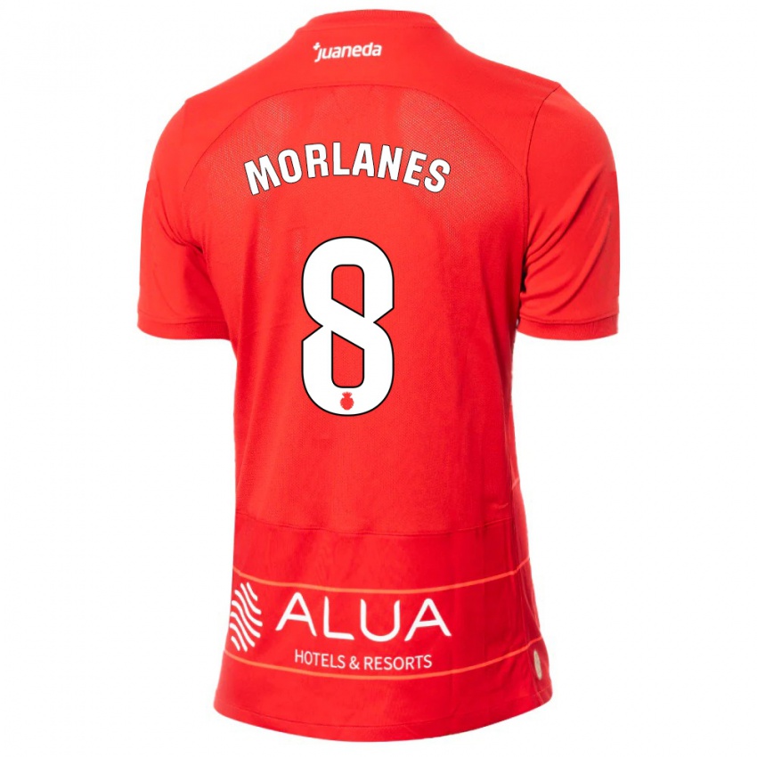 Mujer Camiseta Manu Morlanes #8 Rojo 1ª Equipación 2023/24 La Camisa