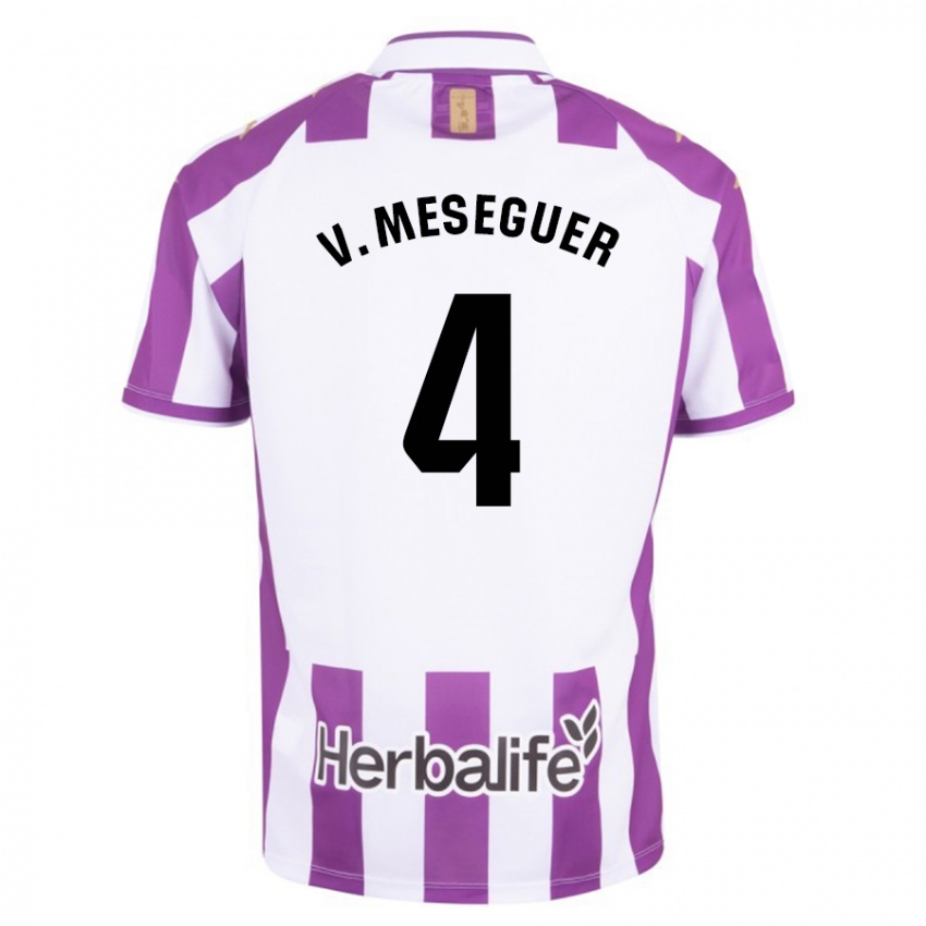 Mujer Camiseta Víctor Meseguer #4 Morado 1ª Equipación 2023/24 La Camisa