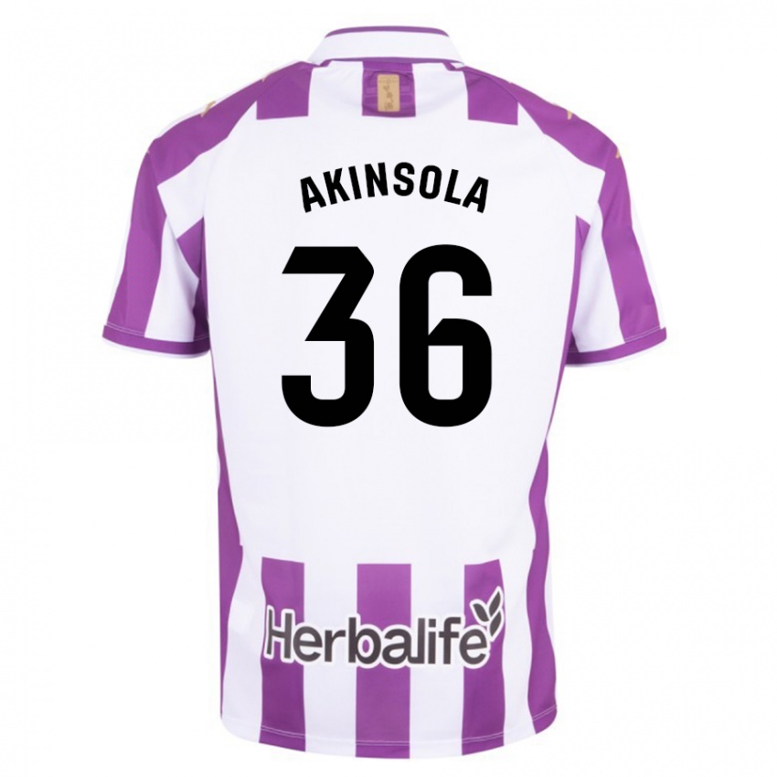 Mujer Camiseta Tunde Akinsola #36 Morado 1ª Equipación 2023/24 La Camisa