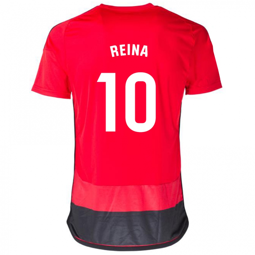 Mujer Camiseta Alberto Reina #10 Negro Rojo 1ª Equipación 2023/24 La Camisa