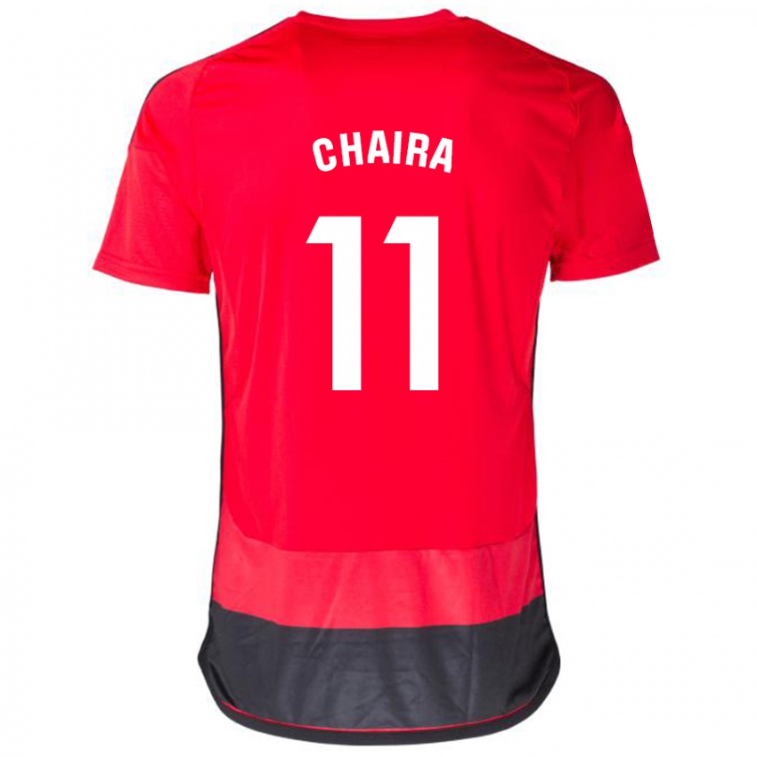 Mujer Camiseta Ilyas Chaira #11 Negro Rojo 1ª Equipación 2023/24 La Camisa