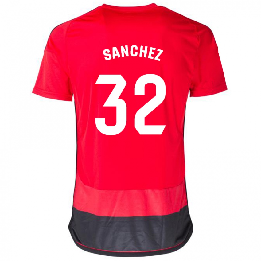 Mujer Camiseta Rubén Sánchez #32 Negro Rojo 1ª Equipación 2023/24 La Camisa