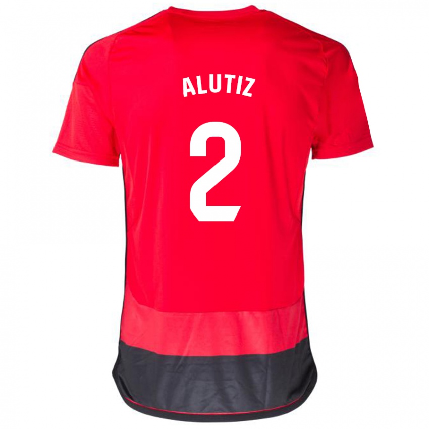 Mujer Camiseta Hodei Alutiz #2 Negro Rojo 1ª Equipación 2023/24 La Camisa