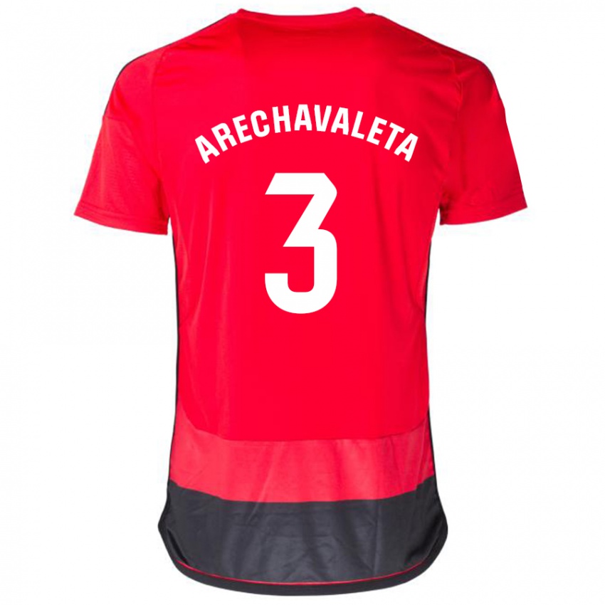 Mujer Camiseta Jorge Arechavaleta #3 Negro Rojo 1ª Equipación 2023/24 La Camisa