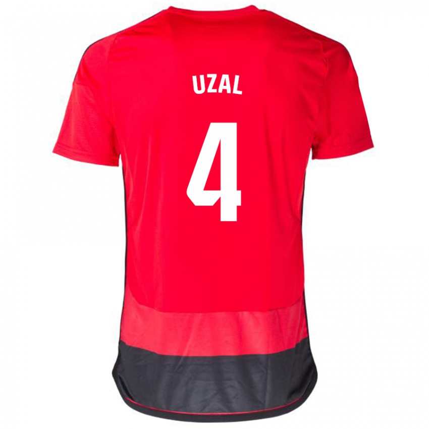 Mujer Camiseta Yeray Uzal #4 Negro Rojo 1ª Equipación 2023/24 La Camisa