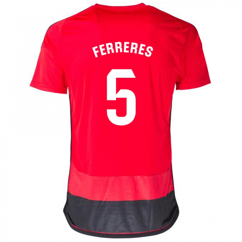 Mujer Camiseta Manolo Ferreres #5 Negro Rojo 1ª Equipación 2023/24 La Camisa