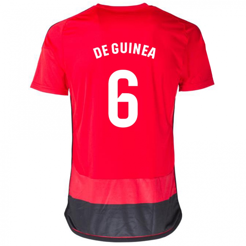 Mujer Camiseta Asier Ortiz De Guinea #6 Negro Rojo 1ª Equipación 2023/24 La Camisa