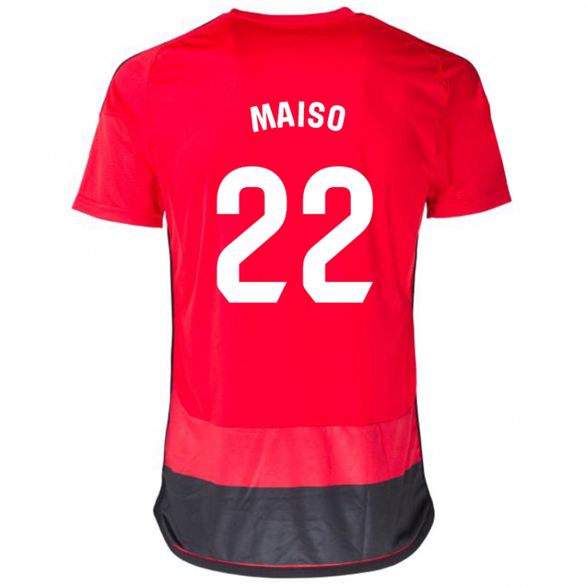 Mujer Camiseta Álvaro Maiso #22 Negro Rojo 1ª Equipación 2023/24 La Camisa