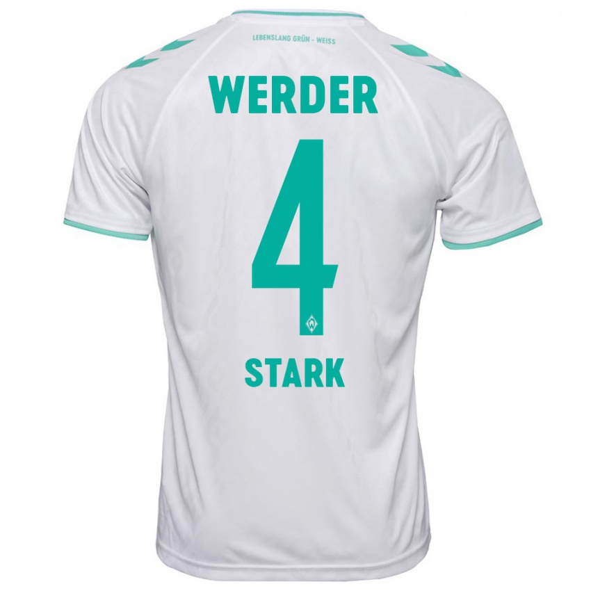 Mujer Camiseta Niklas Stark #4 Blanco 2ª Equipación 2023/24 La Camisa