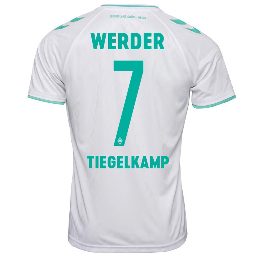 Mujer Camiseta Maximilian Tiegelkamp #7 Blanco 2ª Equipación 2023/24 La Camisa