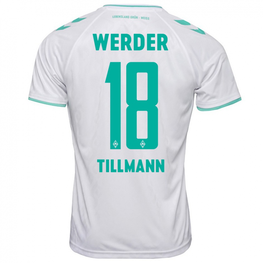 Mujer Camiseta Felix Tillmann #18 Blanco 2ª Equipación 2023/24 La Camisa