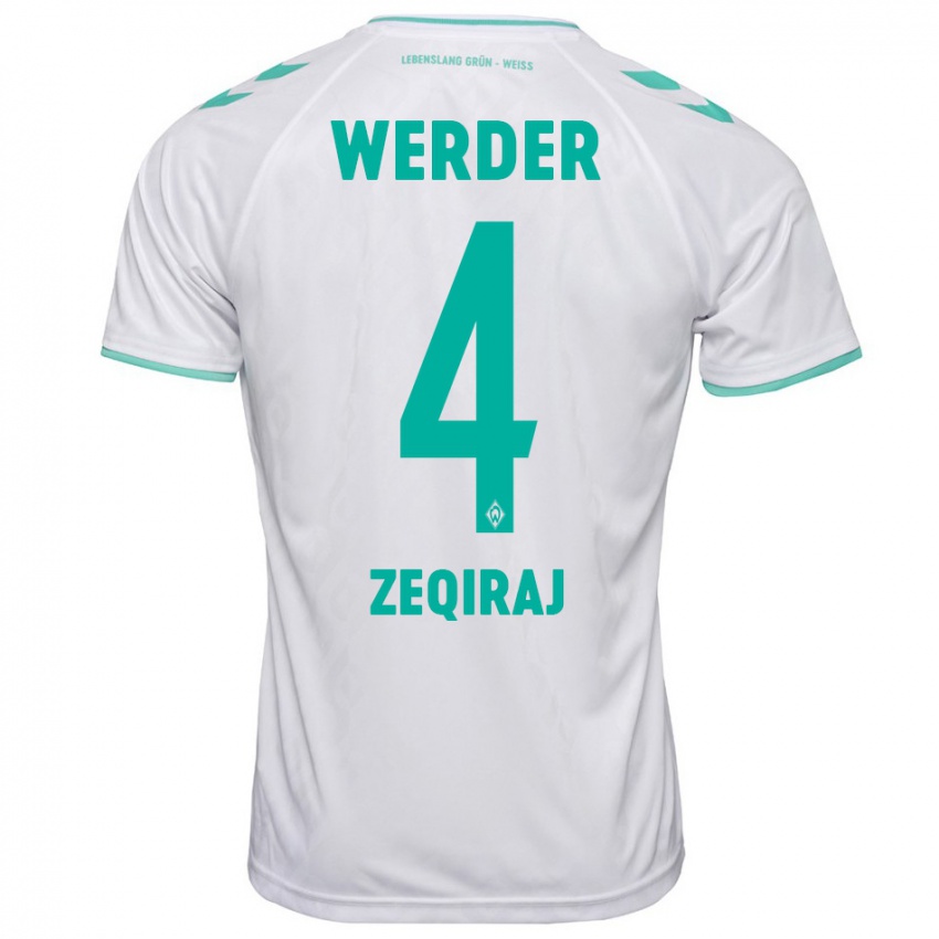 Mujer Camiseta Leon Zeqiraj #4 Blanco 2ª Equipación 2023/24 La Camisa