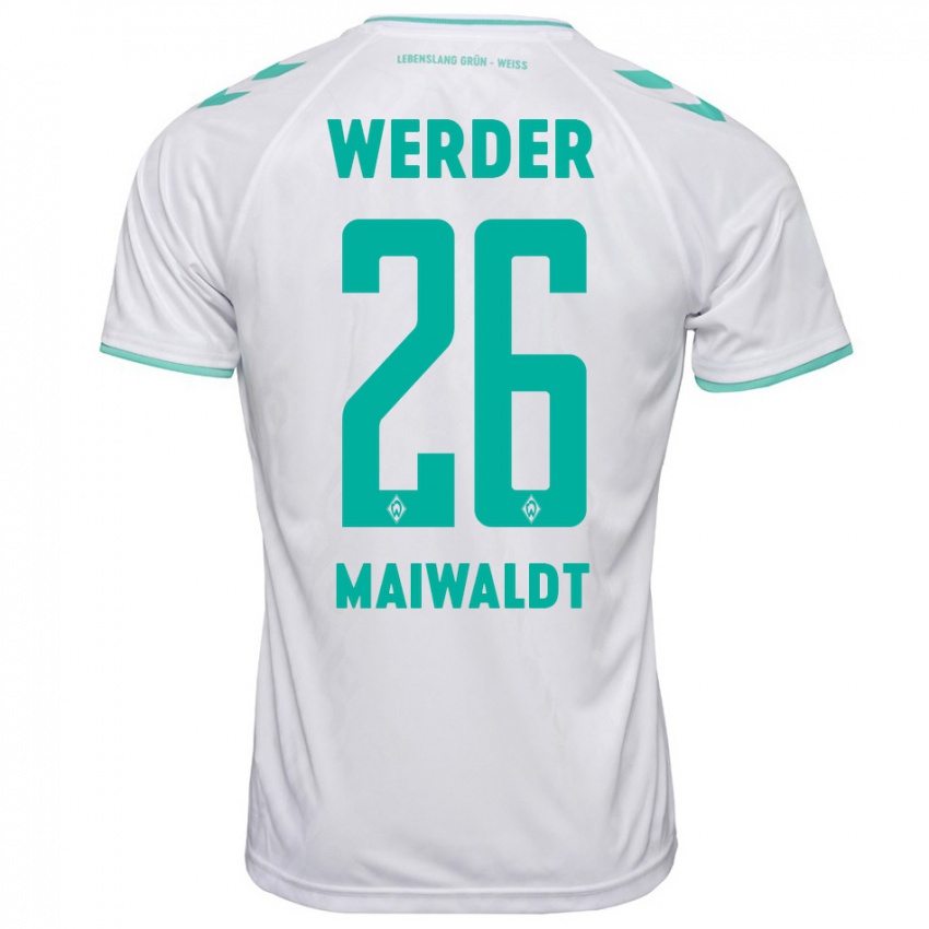 Mujer Camiseta Julius Maiwaldt #26 Blanco 2ª Equipación 2023/24 La Camisa