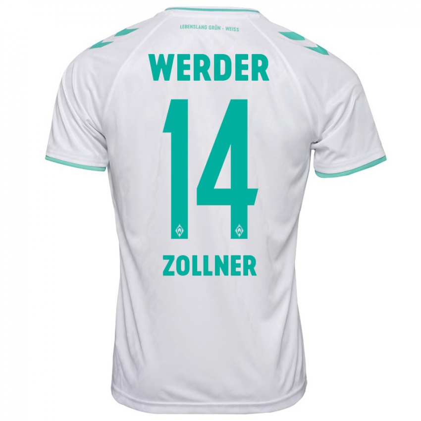 Mujer Camiseta Adrian Zollner #14 Blanco 2ª Equipación 2023/24 La Camisa