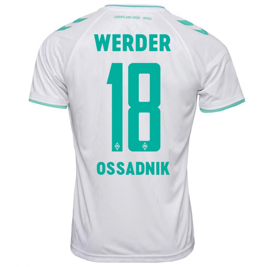 Mujer Camiseta Jannes Ossadnik #18 Blanco 2ª Equipación 2023/24 La Camisa