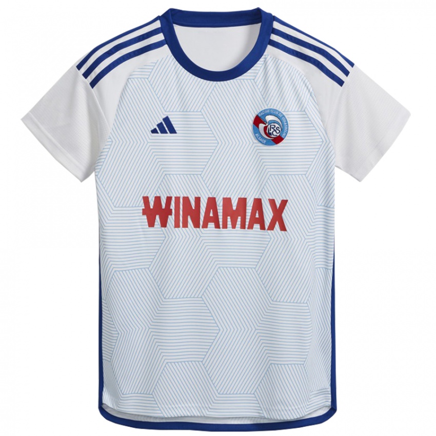 Mujer Camiseta Emanuel Emegha #10 Blanco 2ª Equipación 2023/24 La Camisa