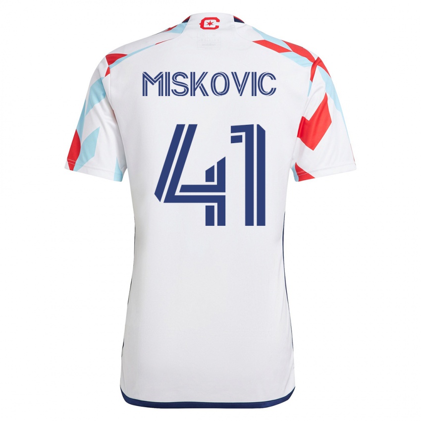 Mujer Camiseta Mihajlo Miskovic #41 Blanco Azul 2ª Equipación 2023/24 La Camisa