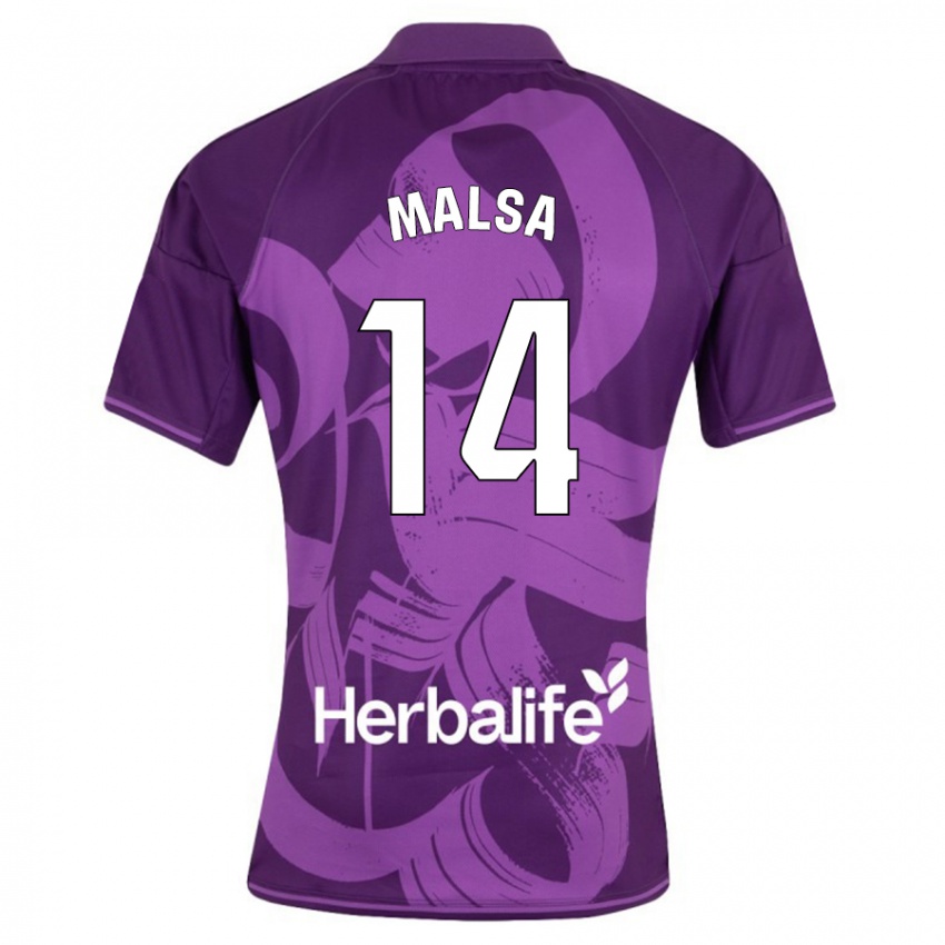 Mujer Camiseta Mickaël Malsa #14 Violeta 2ª Equipación 2023/24 La Camisa