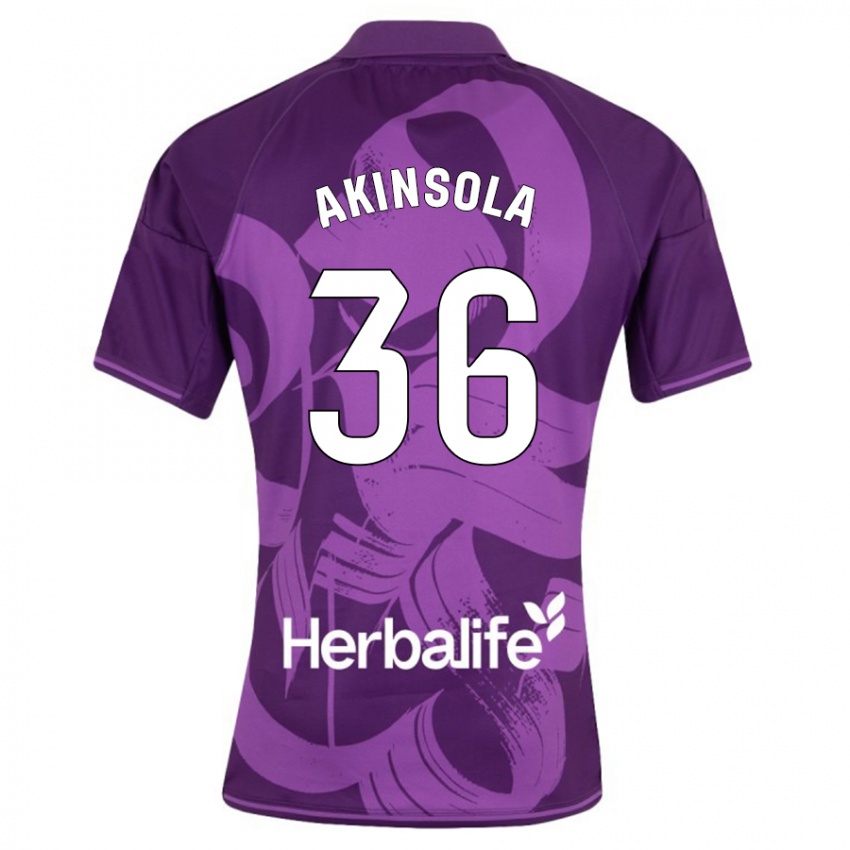 Mujer Camiseta Tunde Akinsola #36 Violeta 2ª Equipación 2023/24 La Camisa