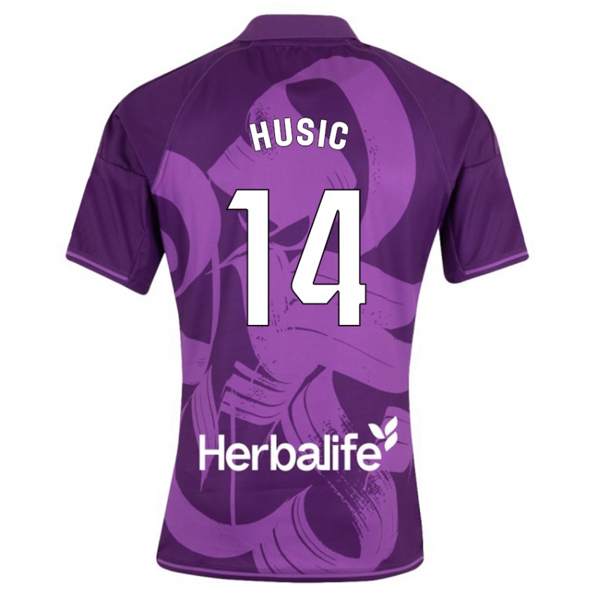 Mujer Camiseta Salih Husic #14 Violeta 2ª Equipación 2023/24 La Camisa