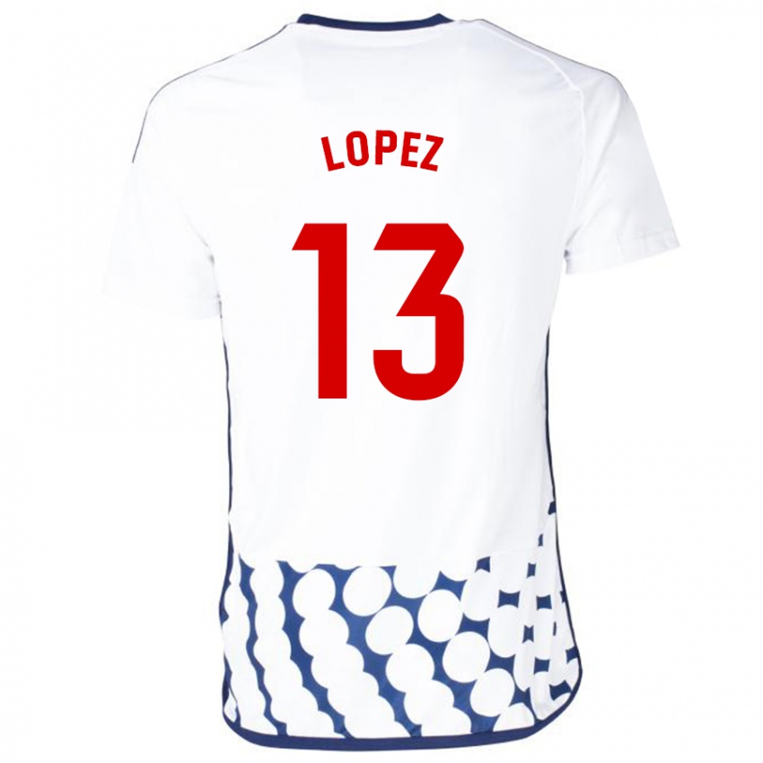 Mujer Camiseta Luis López #13 Blanco 2ª Equipación 2023/24 La Camisa