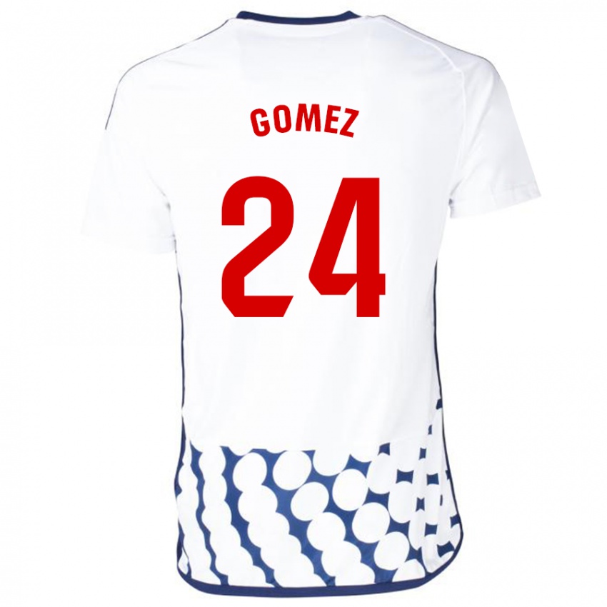 Mujer Camiseta Jonathan Gómez #24 Blanco 2ª Equipación 2023/24 La Camisa