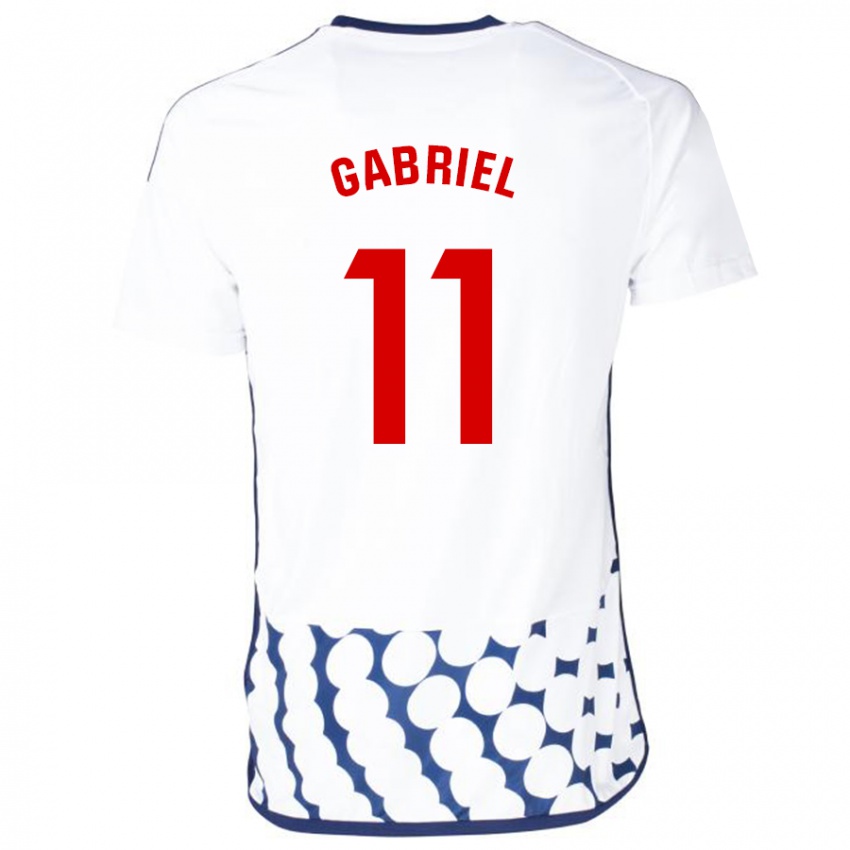 Mujer Camiseta Sergio Gabriel #11 Blanco 2ª Equipación 2023/24 La Camisa