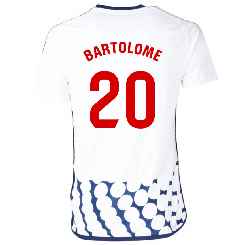 Mujer Camiseta Diego Bartolomé #20 Blanco 2ª Equipación 2023/24 La Camisa