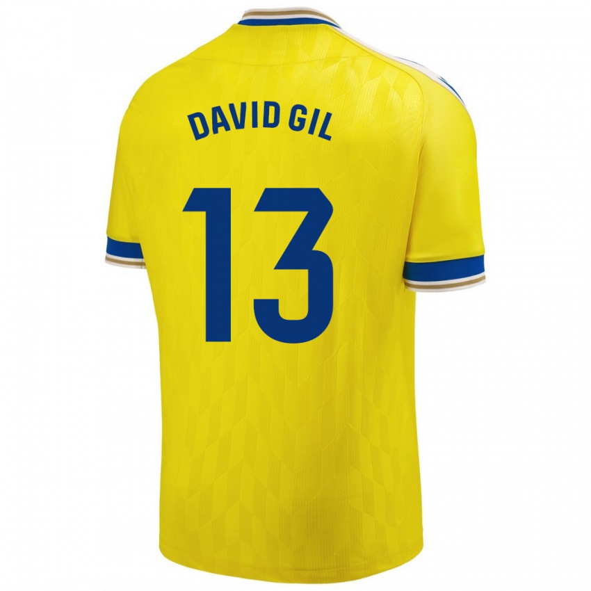 Niño Camiseta David Gil #13 Amarillo 1ª Equipación 2023/24 La Camisa