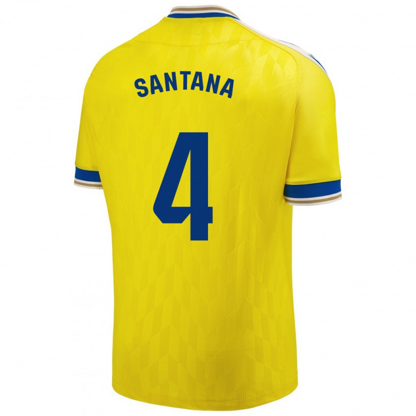 Niño Camiseta María Del Carmen Santana Vázquez #4 Amarillo 1ª Equipación 2023/24 La Camisa