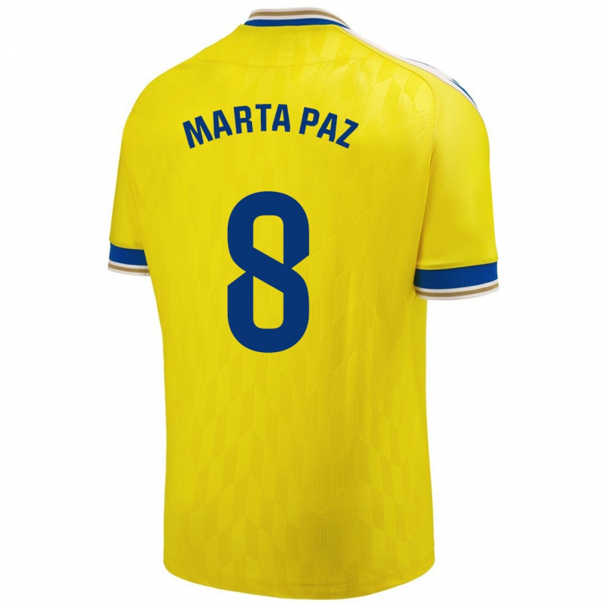 Niño Camiseta Marta Milagros Paz Cruz #8 Amarillo 1ª Equipación 2023/24 La Camisa