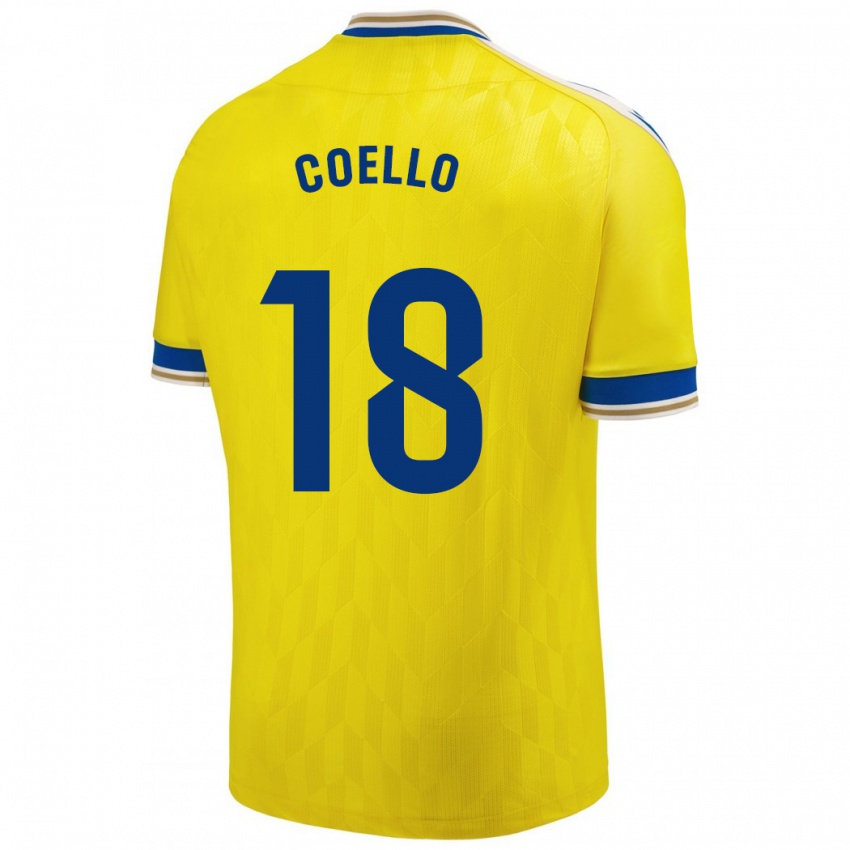 Niño Camiseta María Del Carmen Coello Vidal #18 Amarillo 1ª Equipación 2023/24 La Camisa