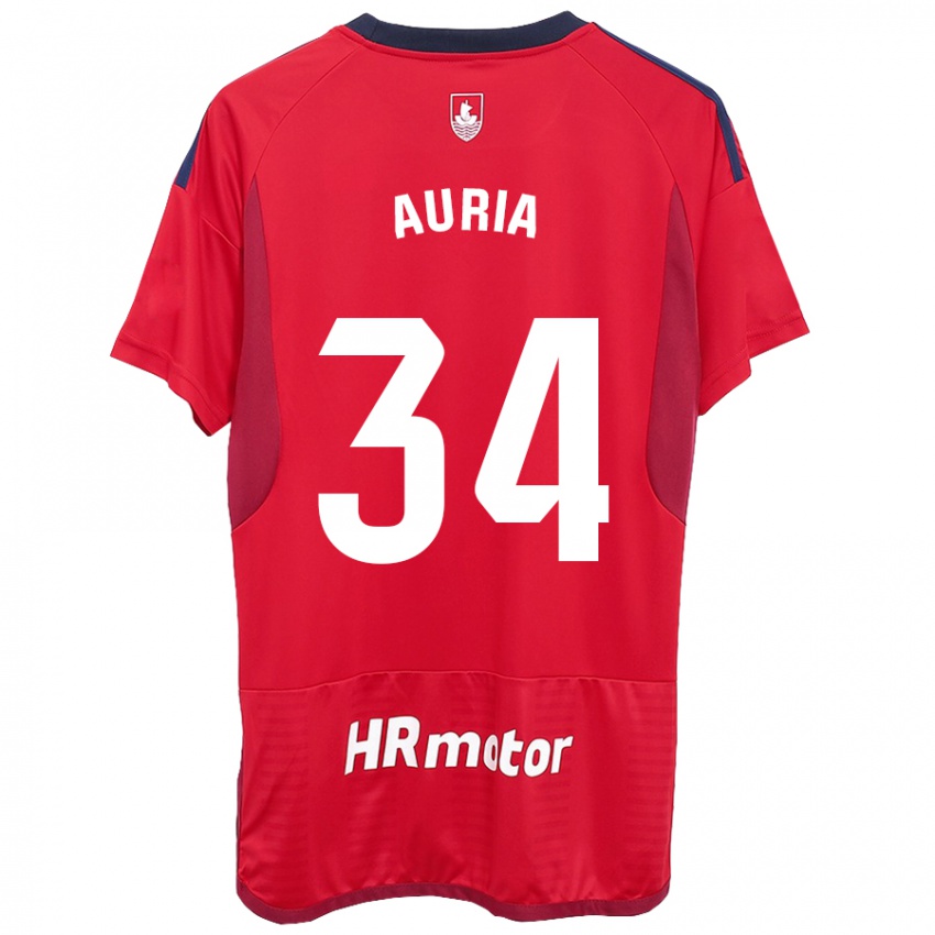 Niño Camiseta Miguel Auria #34 Rojo 1ª Equipación 2023/24 La Camisa