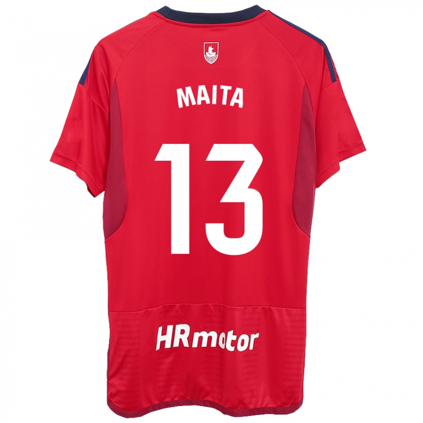 Niño Camiseta Maitane Zalba Irañeta #13 Rojo 1ª Equipación 2023/24 La Camisa