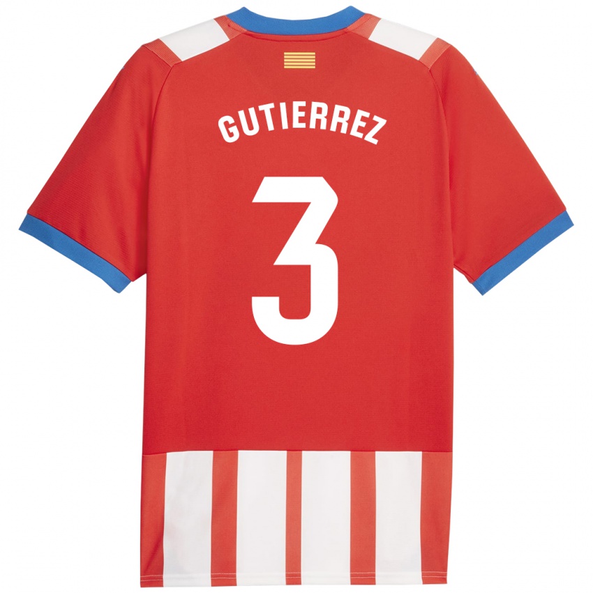 Niño Camiseta Miguel Gutierrez #3 Rojo Blanco 1ª Equipación 2023/24 La Camisa