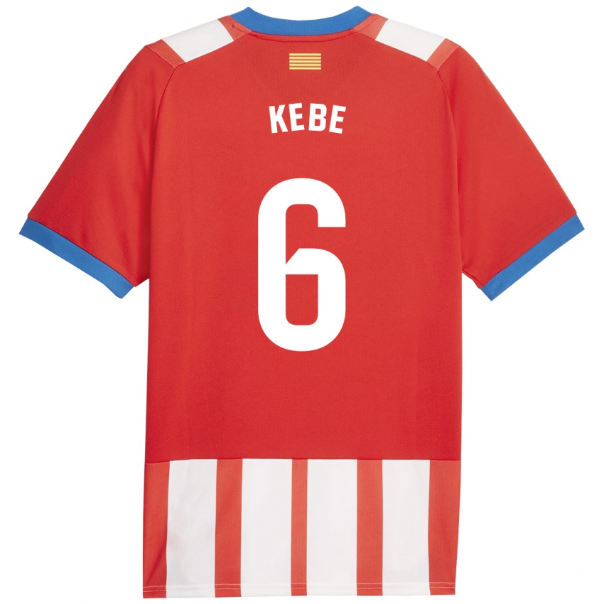 Niño Camiseta Ibrahima Kébé #6 Rojo Blanco 1ª Equipación 2023/24 La Camisa