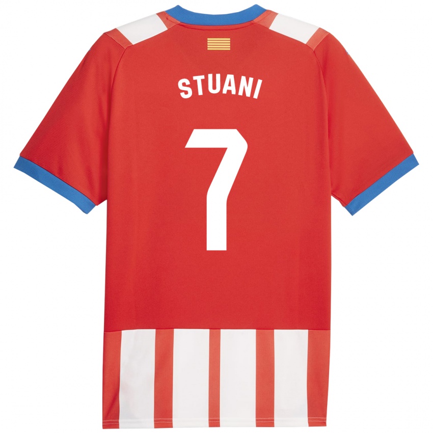 Niño Camiseta Cristhian Stuani #7 Rojo Blanco 1ª Equipación 2023/24 La Camisa