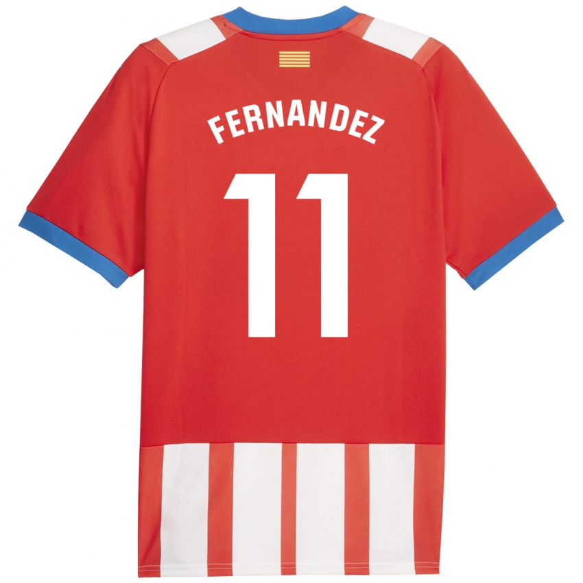 Niño Camiseta Valery Fernández #11 Rojo Blanco 1ª Equipación 2023/24 La Camisa