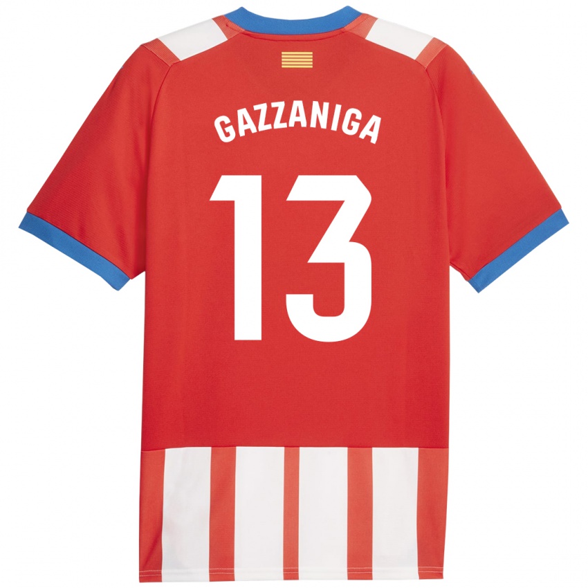 Niño Camiseta Paulo Gazzaniga #13 Rojo Blanco 1ª Equipación 2023/24 La Camisa