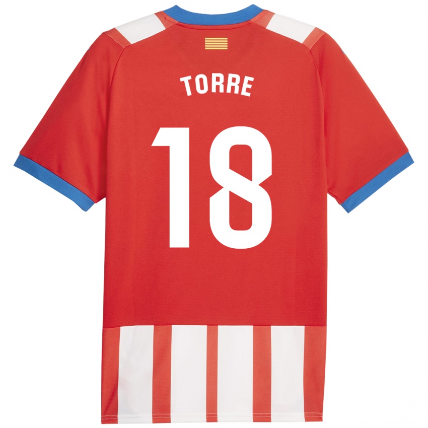 Niño Camiseta Pablo Torre #18 Rojo Blanco 1ª Equipación 2023/24 La Camisa