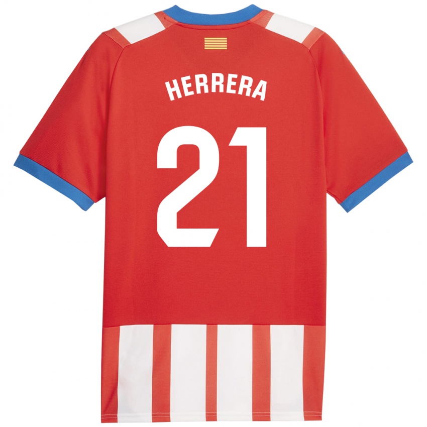 Niño Camiseta Yangel Herrera #21 Rojo Blanco 1ª Equipación 2023/24 La Camisa